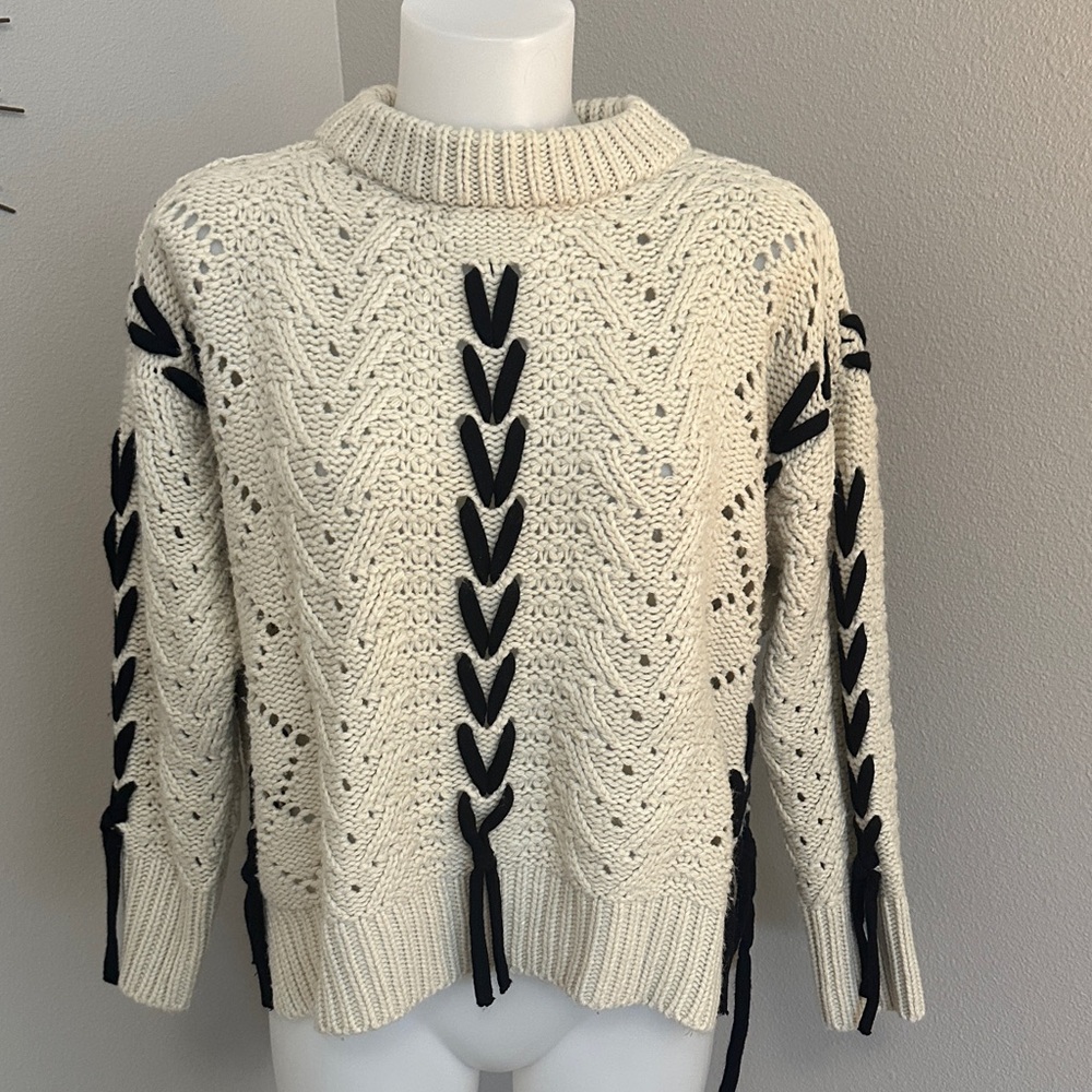 Chic Cowl Neck Sweater in Cream and Black